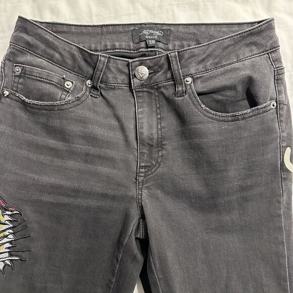 ED HARDY Jeans Slim Women’s 28x30 Tiger Head  - 10” Flare Wide Leg - Y2K - Picture 4 of 11
